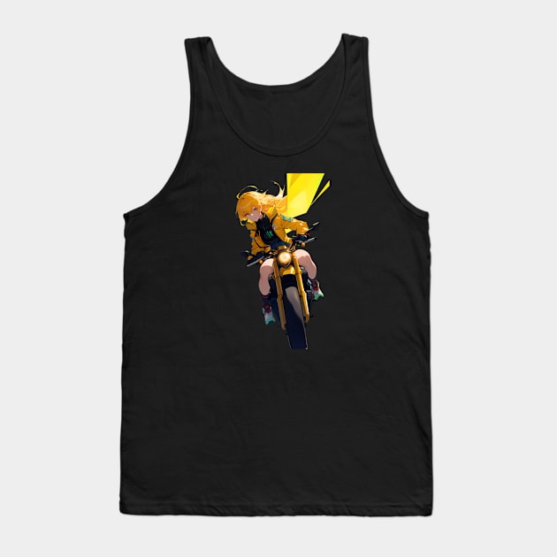 Capture Speed and Style with our Collection of Girl on Motorcycle Printed Items Tank Top by BlackCricketdesign